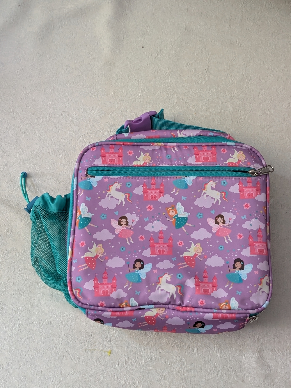 Fimibuke Insulated Girls Kids Lunch Bag Purple Unicorn Fairy Zip Handle Mesh
